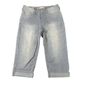 Levis Jeans Womens‎ 4 Blue White Pinstripe Cropped Cuffed Stretch Denim Pants